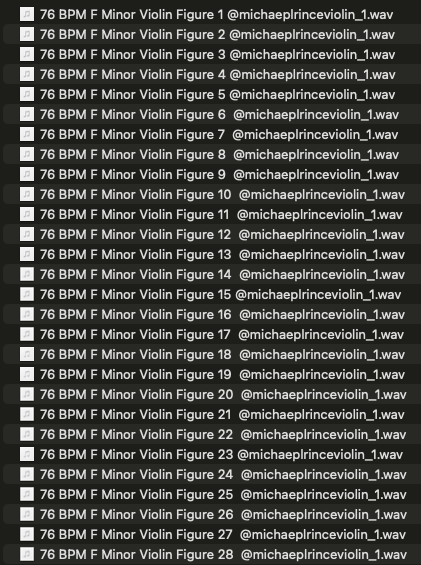 76 BPM F Minor Violin Figures Sample Pack 1