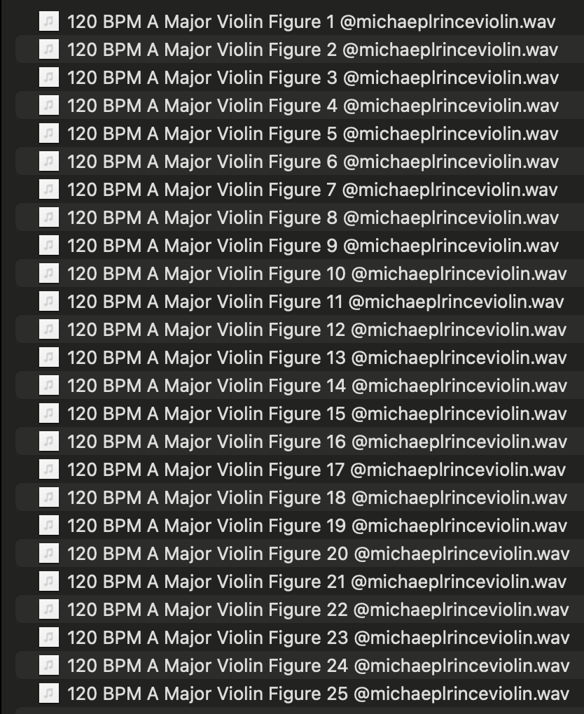 120 BPM A Major Violin Figures Sample Pack 1